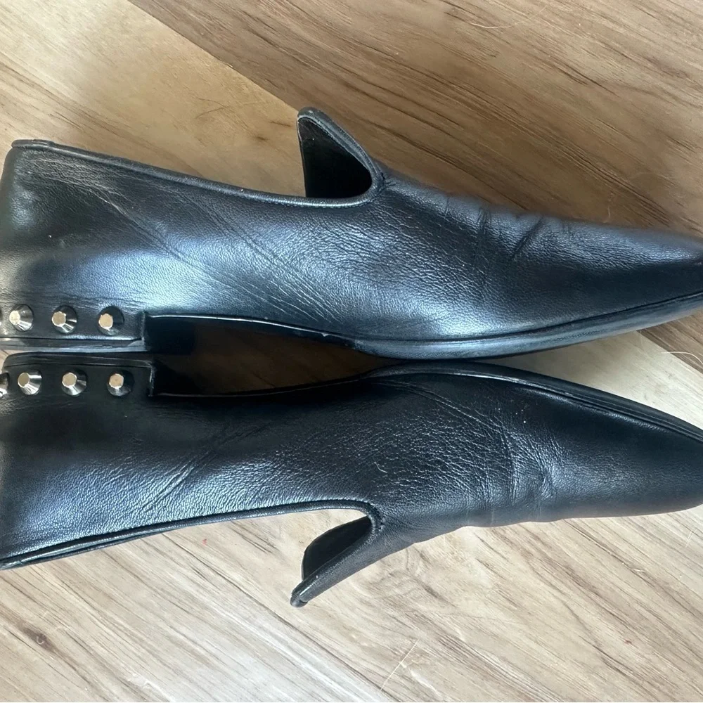 Balenciaga Black Leather Studded Loafer Mule Flats 39